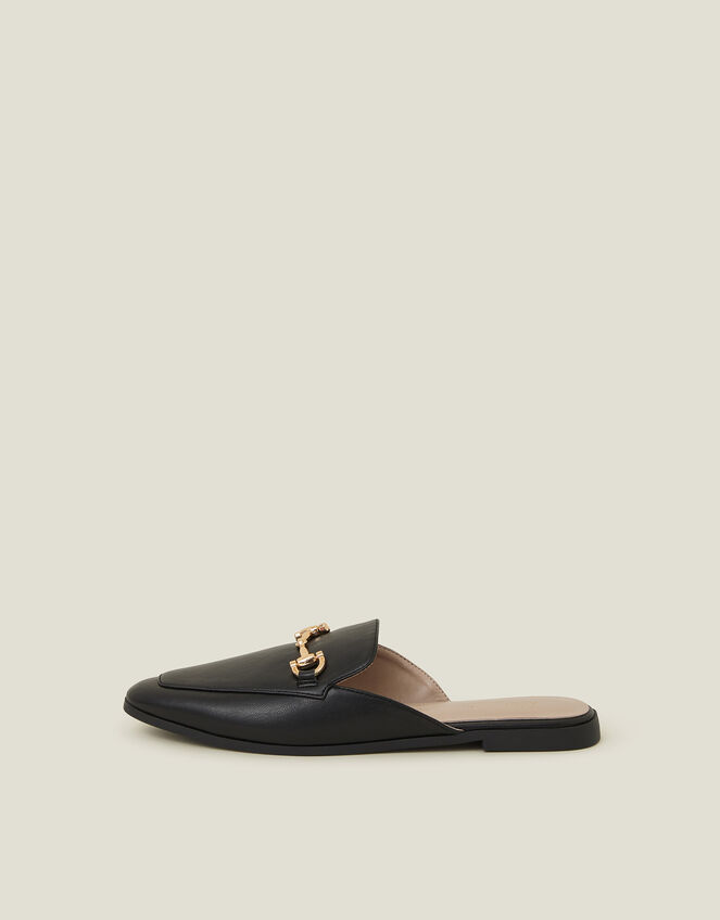 Leather Loafers with Metal Bar Design