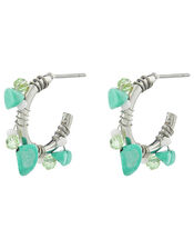 Turquoise Mini Stone Hoop Earrings, , large