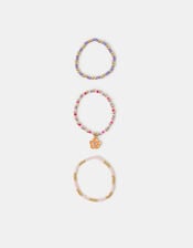 3-Pack Girls Beaded Flower Bracelets, , large