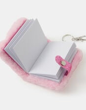 Girls Faux Fur Castle Keychain Notebook, , large