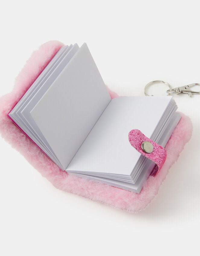 Girls Faux Fur Castle Keychain Notebook, , large