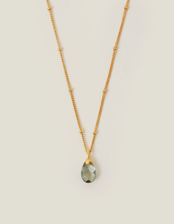 14ct Gold-Plated Pear Drop Pendant Necklace, , large