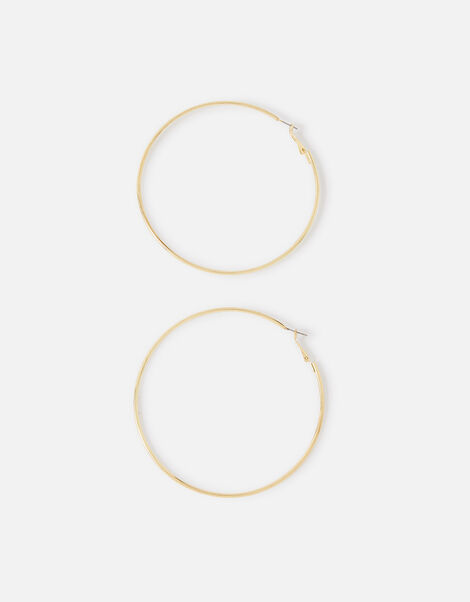 Large Simple Hoop Earrings Gold, Gold (GOLD), large