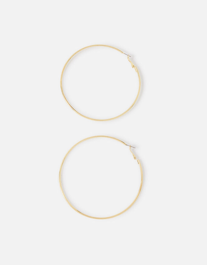 Large Simple Hoop Earrings, Gold (GOLD), large