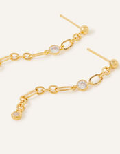 14ct Gold-Plated Sparkle Long Chain Earrings, , large
