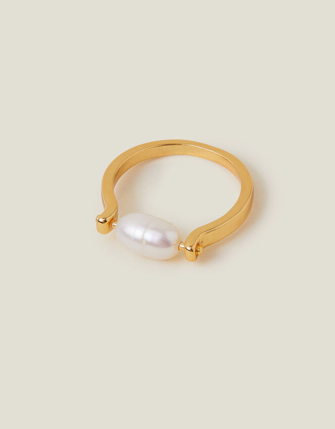 14ct Gold-Plated Spin Pearl Ring, Gold (GOLD), large