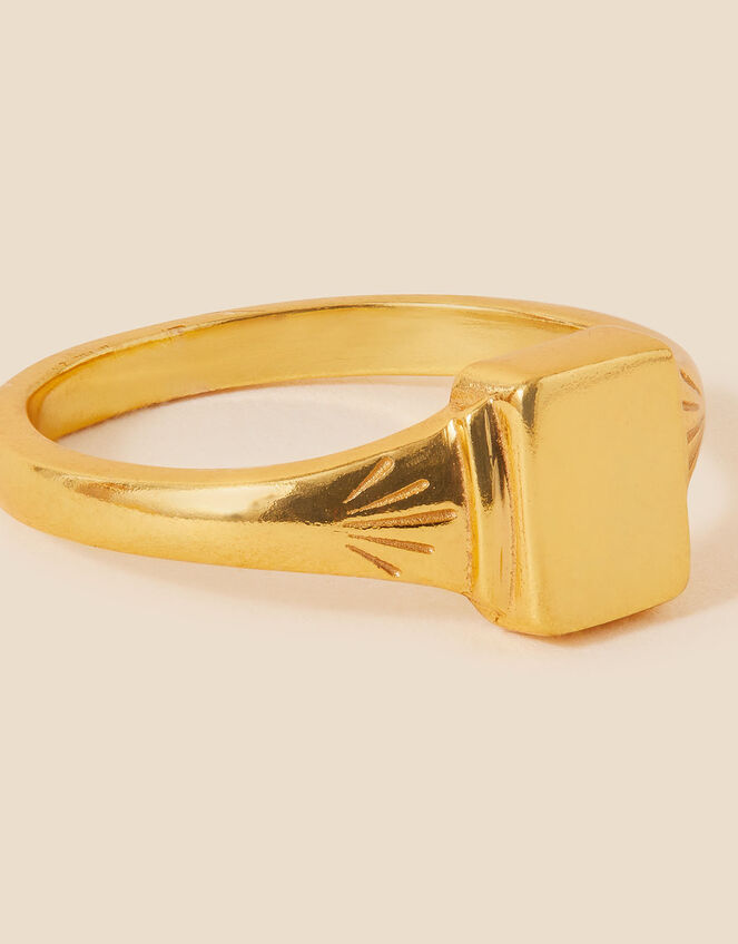 Gold-Plated Square Signet Ring, Gold (GOLD), large