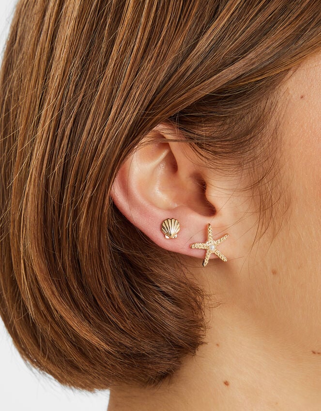 3-Pack Starfish Stud Earrings, , large