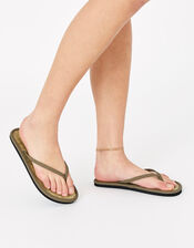 Plain Seagrass Flip Flops , Green (KHAKI), large