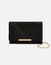 Satin Clutch Bag, Black (BLACK), large