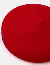 Plain Wool Beret, Red (RED), large