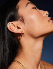 14ct Gold-Plated Heart Hoop Earrings, , large