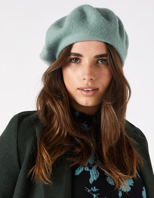 Beret Hat in Pure Wool Teal Hats Accessorize UK