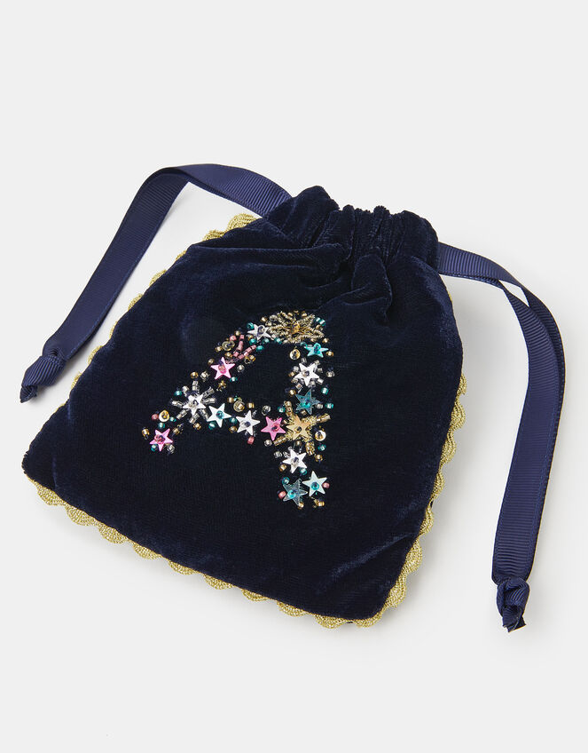 Initial Velvet Drawstring Bag, Multi (MULTI), large
