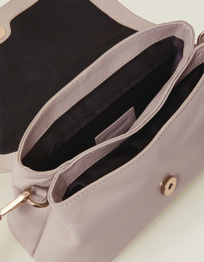 Leather Metal Bar Cross-Body Bag, Nude (NUDE), large