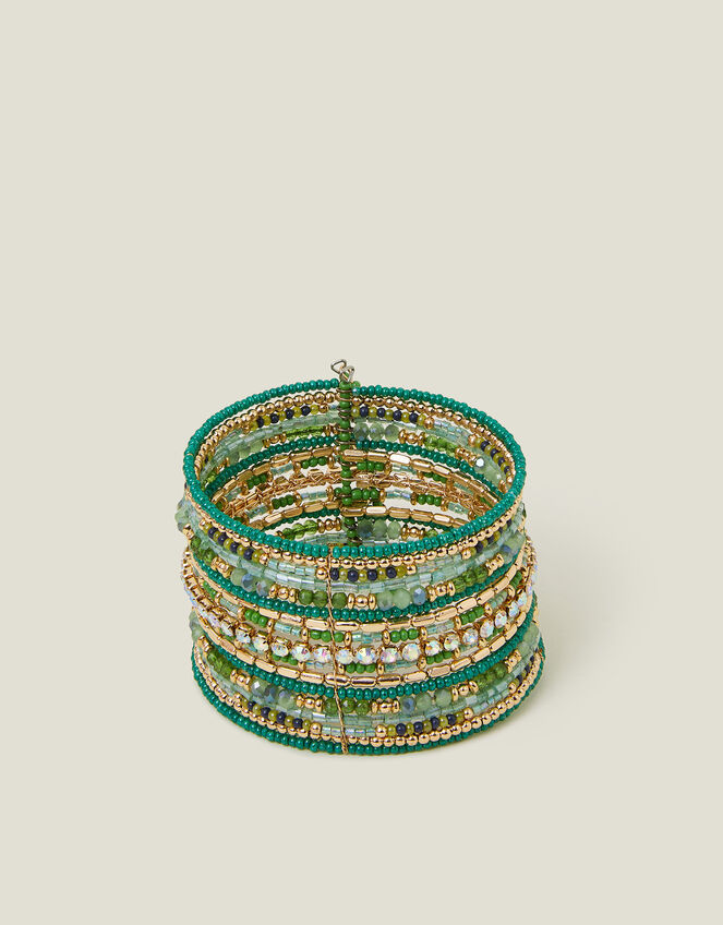 Wide Bead Embellished Cuff Bracelet, , large