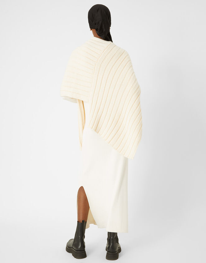 Rib Knit Poncho, Cream (CREAM), large