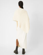 Rachel Ribbed Knit Poncho, Cream (CREAM), large