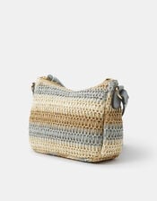Stripe Woven Cross Body Bag, , large
