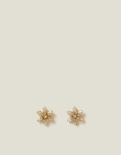 Diamante Flower Stud Earrings, , large