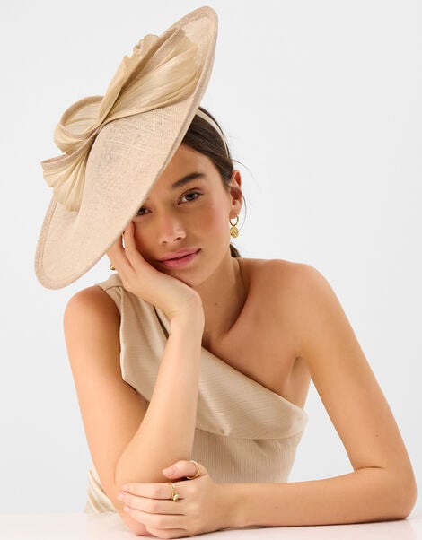 Bow Disc Fascinator, Natural (CHAMPAGNE), large