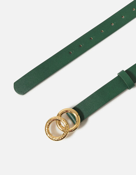 Skinny Double Hoop Belt Green, Green (GREEN), large