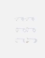 Sterling Silver Cut-Out Celestial Stud Set, , large