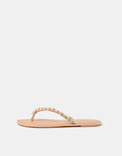 Starfish Beaded Flip Flops, White (WHITE), large