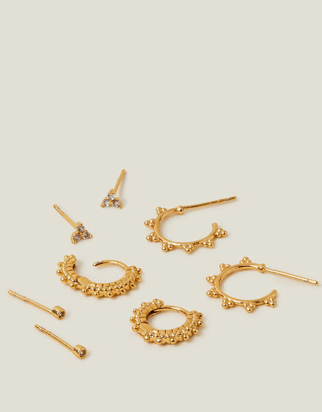4-Pack 14ct Gold-Plated Earring Set, , large