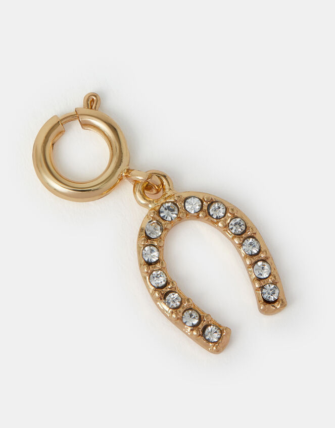 Diamante Horseshoe Jewellery Charm, , large