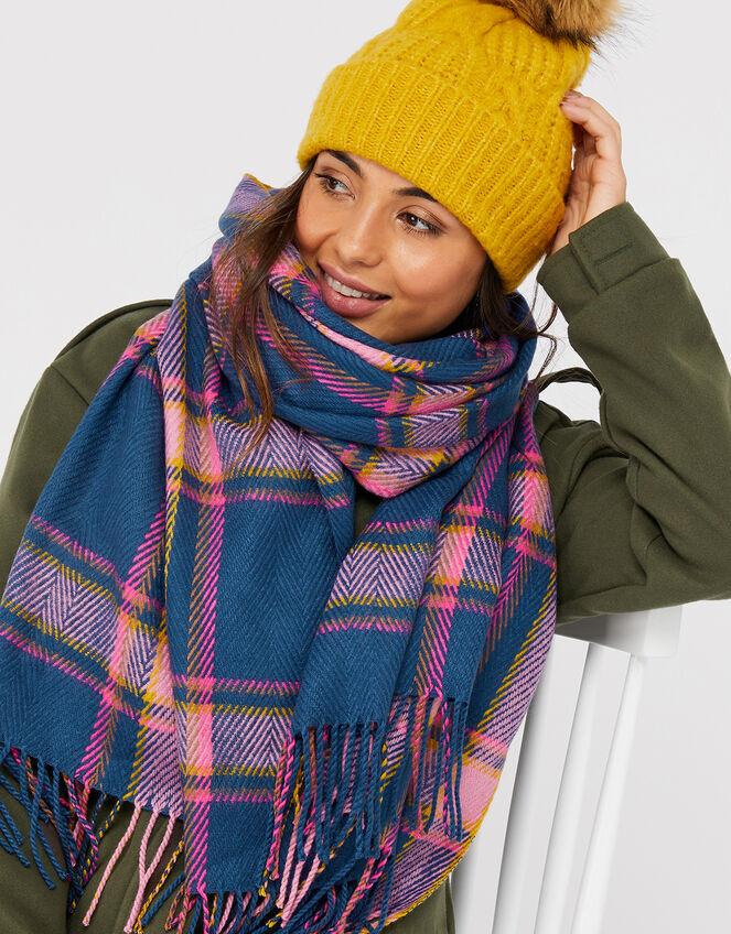Patchwork Cable Knit Beanie, , large
