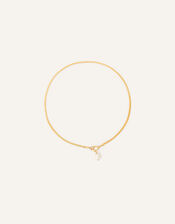 14ct Gold-Plated Herringbone Chain Pearl Pendant Necklace, , large