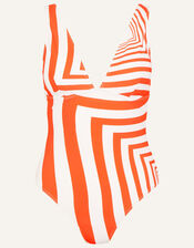 Optical Illusion Shaping Swimsuit, Orange (ORANGE), large