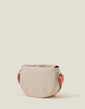 Floral Embroidered Saddle Bag, , large