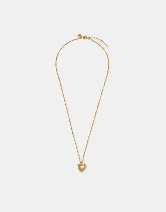 14ct Gold-Plated Chunky Heart Pendant Necklace, , large