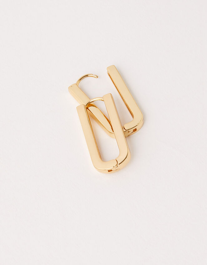 Gold-Plated Rectangle Link Earrings, , large
