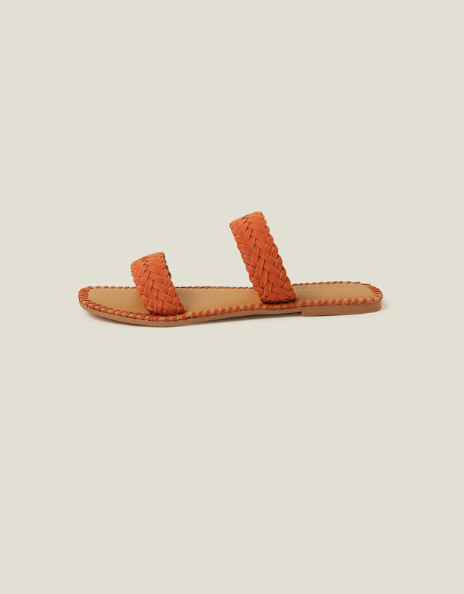 Suede Double Strap Sliders, Orange (ORANGE), large