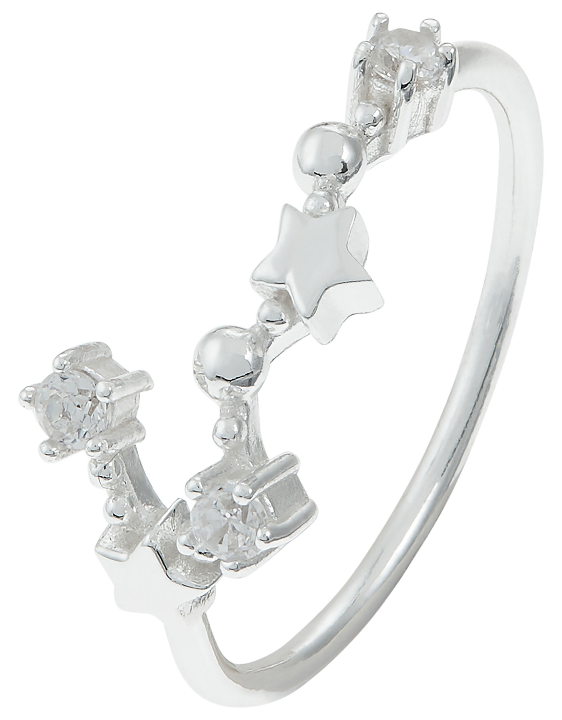 Sterling Silver Scorpio Constellation Ring, White (ST CRYSTAL), large