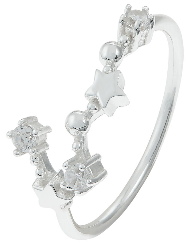 Sterling Silver Scorpio Constellation Ring, White (ST CRYSTAL), large