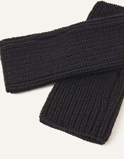 Ribbed Cut Off Gloves, Black (BLACK), large