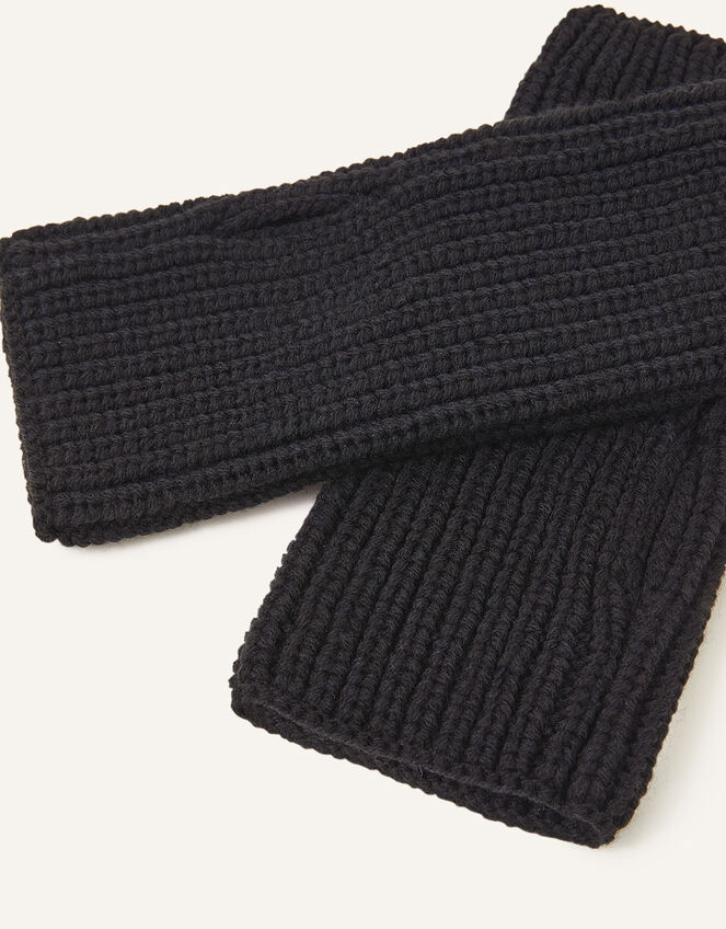 Ribbed Cut Off Gloves, Black (BLACK), large