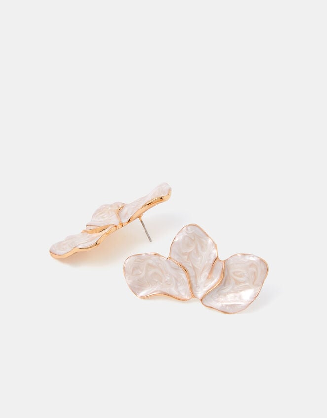 Half Flower Enamel Stud Earrings, , large