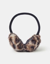 Fluffy Leopard Print Earmuffs, , large