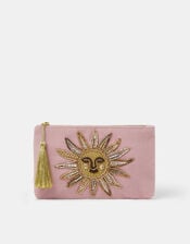 Sun Embellished Zip Pouch, , large