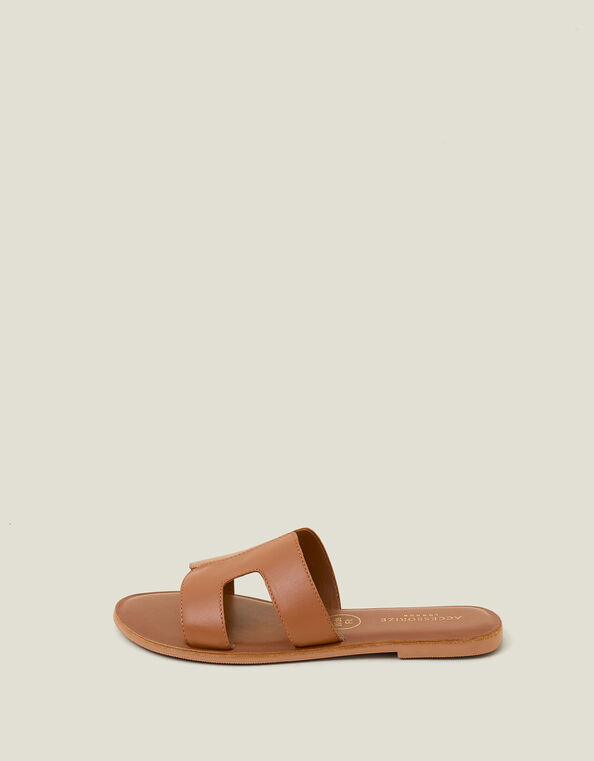 Wide Fit Cut-Out Leather Sandals, Tan (TAN), large