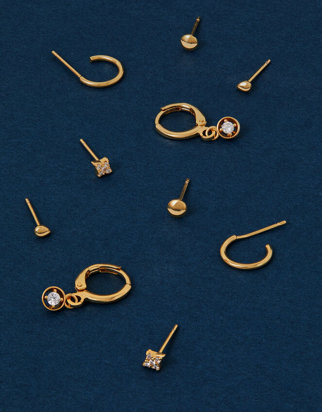 5-Pack 14ct Gold-Plated Earrings Set, , large