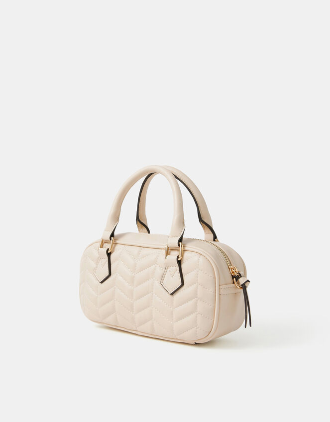 Chevron Quilted Crossbody Handbag, Cream (CREAM), large