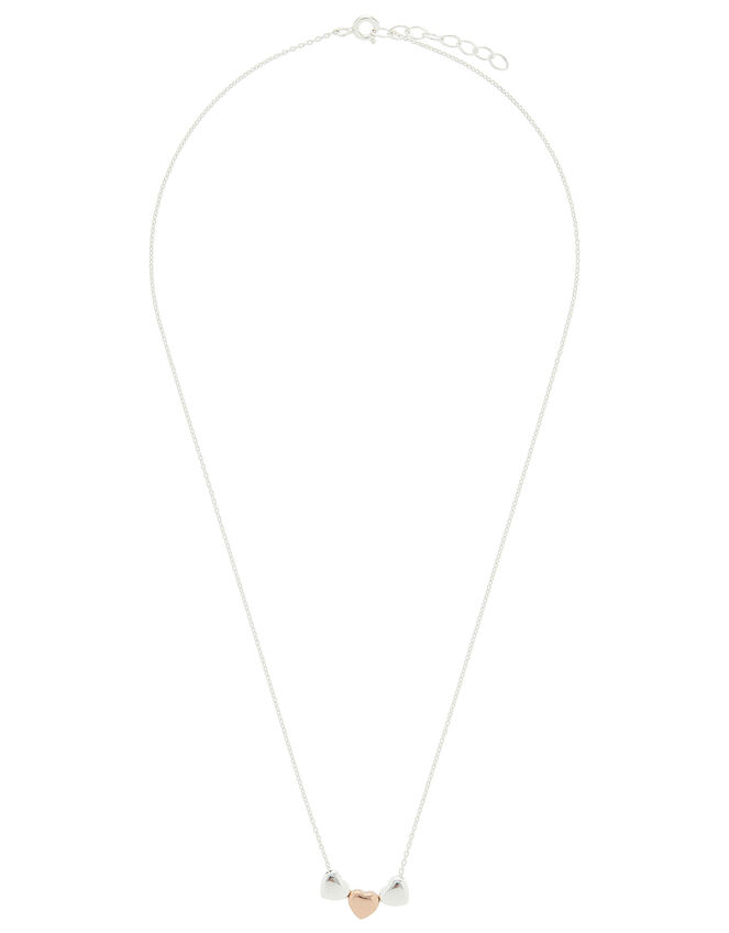 Sterling Silver Triple Heart Necklace, , large