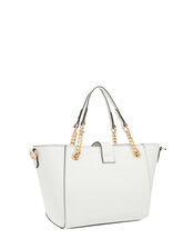 Katie Handheld Animal-Print Bucket Bag, White (WHITE), large