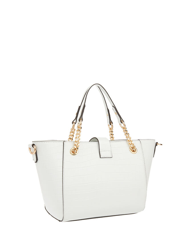 Katie Handheld Animal-Print Bucket Bag, White (WHITE), large